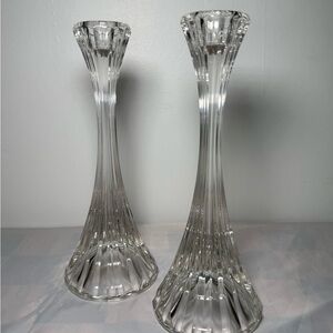 Set of 2 Vintage Mikasa Crystal Taper Candle Holders 8" tall Park Lane A
